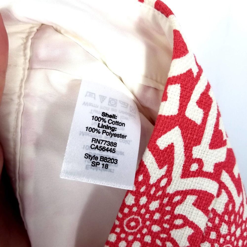 J.Crew Coral Medallion Print Basketweave Cotton Pencil Skirt Size 00 - Picture 6 of 6